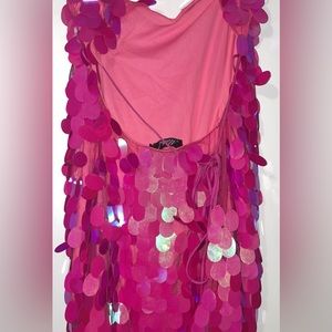 Nasty Gal Pink Sequin Backless Dress